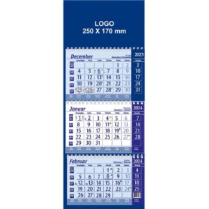 Koledar Tridelni Špiralni modra 2024